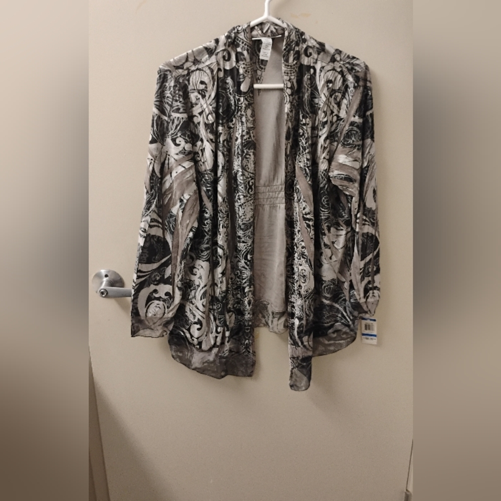 NWT 2000s Deadstock Style & Co Printed Velvet Draped Cardigan Sz XLP